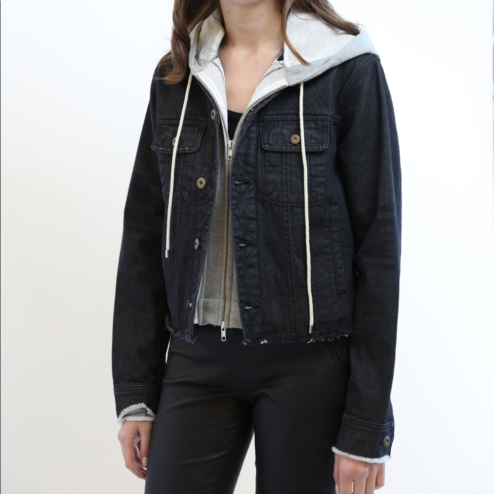 Denim jacket with hood